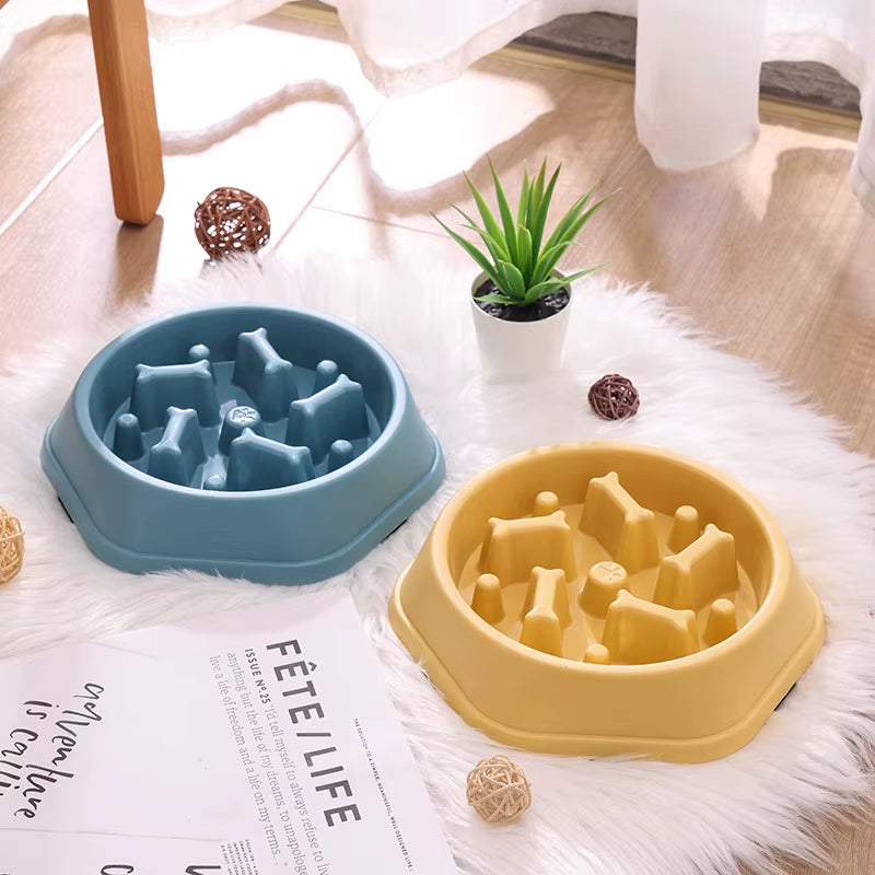 Pet Slow Food Bowl Cat/Dog Large Capacity Food Bowl to Relieve Anxiety, Anti-Choking, Non-Slip and Anti-Overturning Colored Bowl