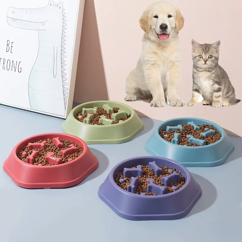 Pet Slow Food Bowl Cat/Dog Large Capacity Food Bowl to Relieve Anxiety, Anti-Choking, Non-Slip and Anti-Overturning Colored Bowl